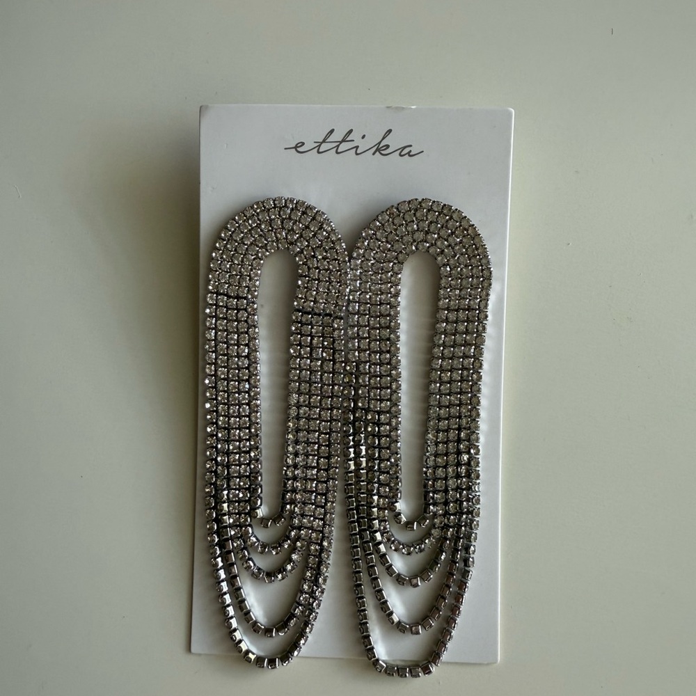 Ettika Silver Statement Drop Earrings